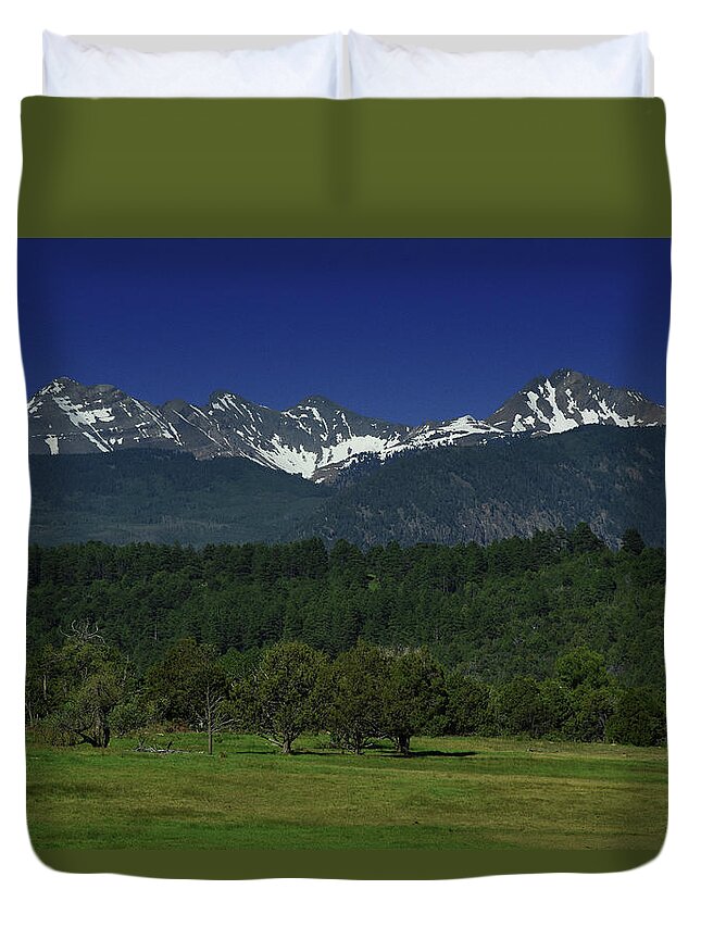 Snow Duvet Cover featuring the photograph Snow Capped Mountains 2 by Renee Hardison