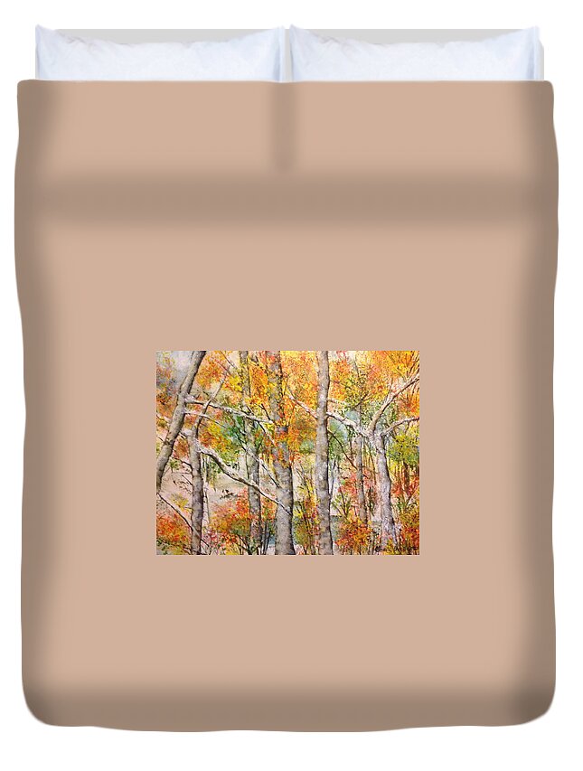Arizona Duvet Cover featuring the painting Snow-Fall by Cheryl Wallace