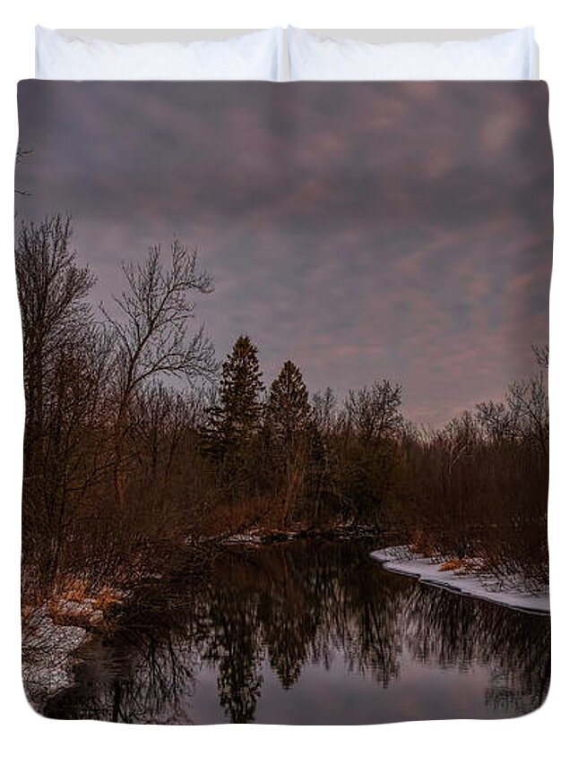Winter Duvet Cover featuring the photograph Snow Fringed Plover River by Dale Kauzlaric