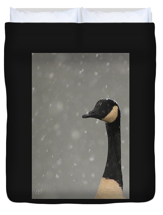 Goose Duvet Cover featuring the photograph Snow Goose by Geri Glavis