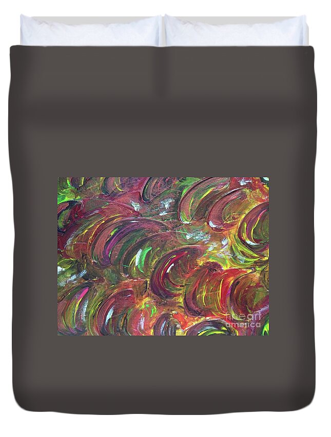 Snow In Autumn Duvet Cover featuring the painting Snow in Autumn by Sarahleah Hankes