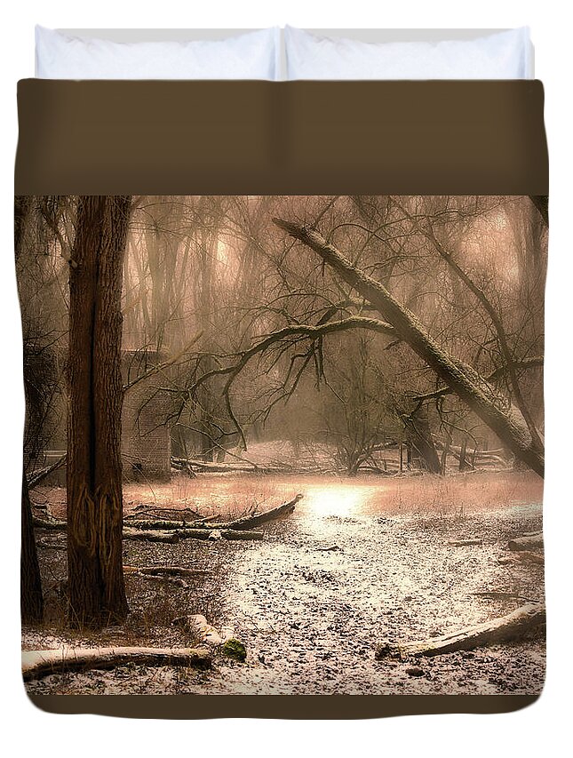 Gelderland Duvet Cover featuring the photograph Snow in the forest - Color by Tim Abeln