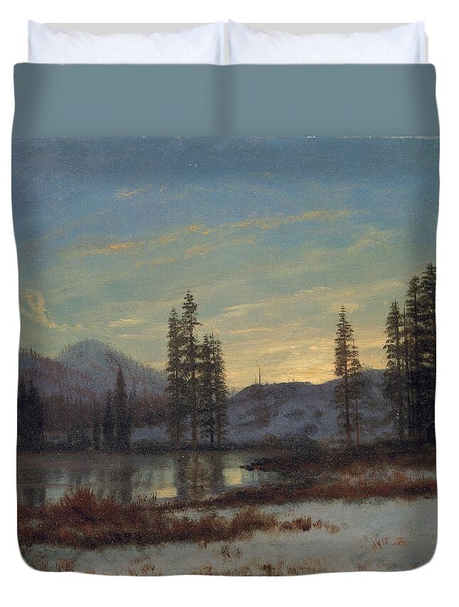 Snow Duvet Cover featuring the painting Snow in the Rockies by Albert Bierstadt