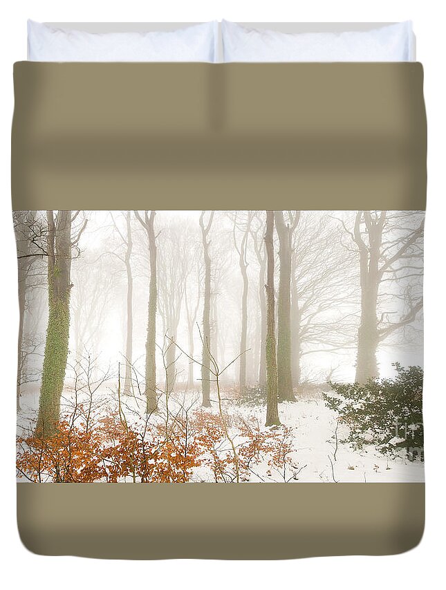 Snow Duvet Cover featuring the photograph Snow in the woods by Colin Rayner