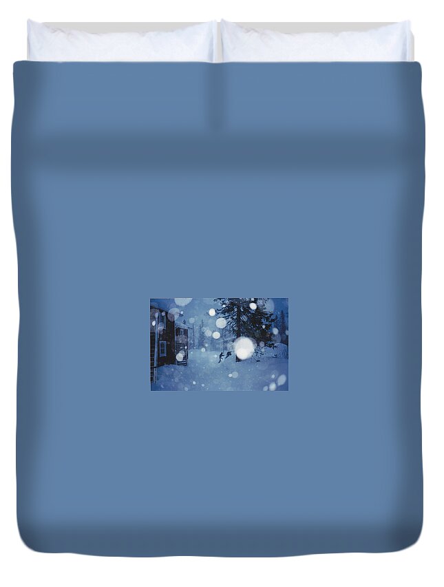Snow Duvet Cover featuring the photograph Snow by Maria Joy