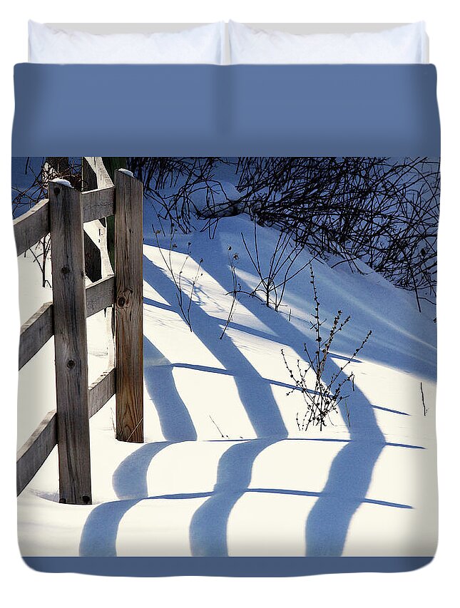 Snow Duvet Cover featuring the photograph Snow, Sun and Shadows by Tatiana Travelways