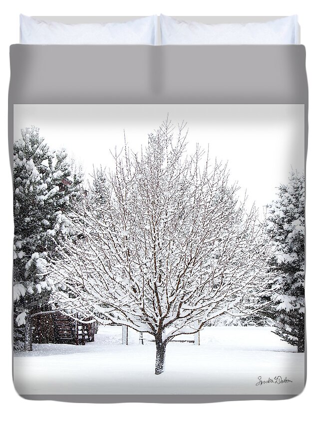 Photography Duvet Cover featuring the photograph Snow Tree by Sandra Dalton