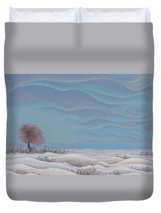 Serenity Duvet Cover featuring the painting SnowRenity by Amy Ferrari