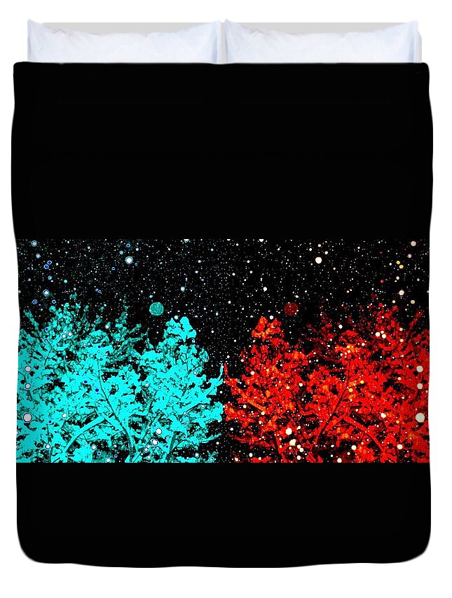 Abstract Duvet Cover featuring the mixed media Snowstorm Dreamin' by Will Borden