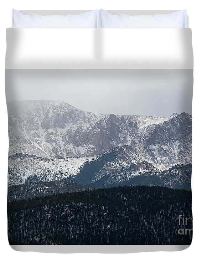 14er Duvet Cover featuring the photograph Snowstorm on Pikes Peak by Steven Krull