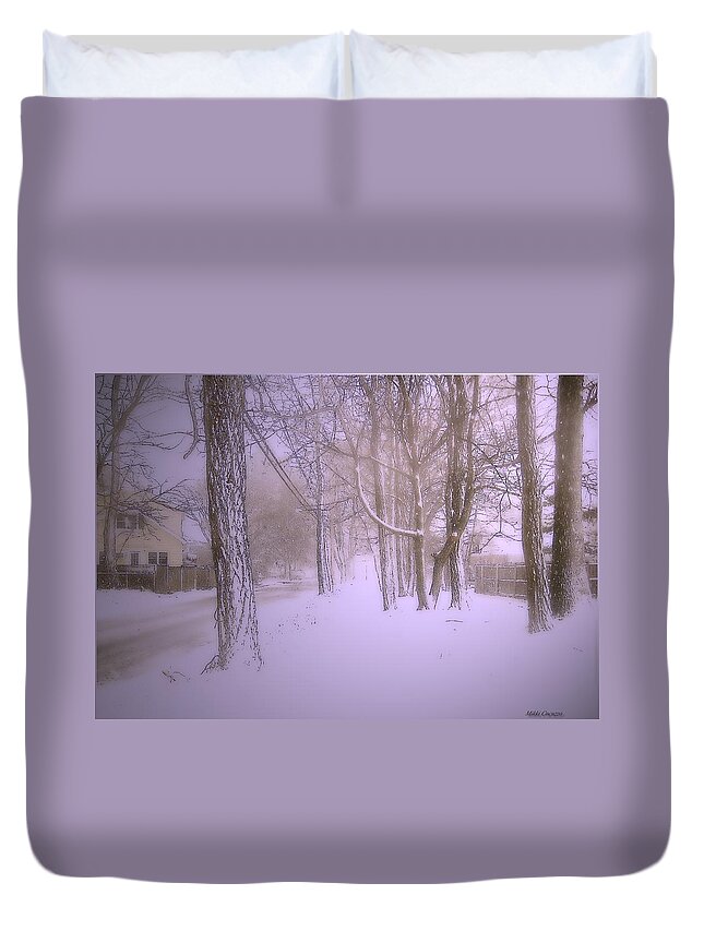 Landscape Duvet Cover featuring the photograph Snowy Landscape by Mikki Cucuzzo