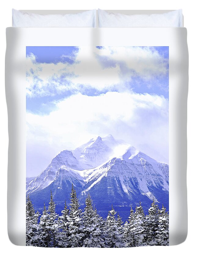 Mountain Duvet Cover featuring the photograph Snowy mountain by Elena Elisseeva