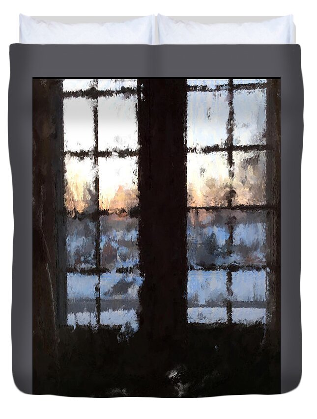 Landscape Duvet Cover featuring the digital art Snowy Sunrise by Janis Kirstein