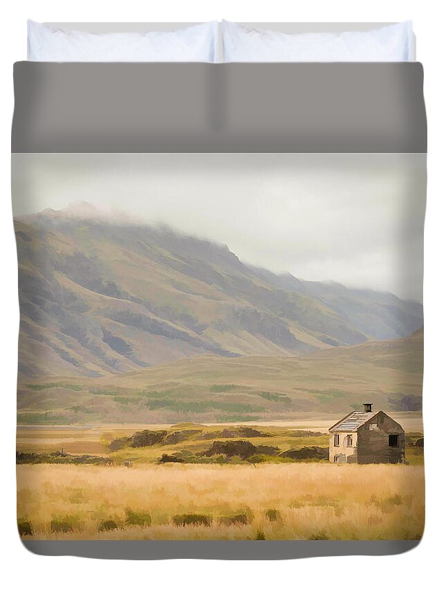 Brown Duvet Cover featuring the photograph So Lonely by Neil Alexander Photography