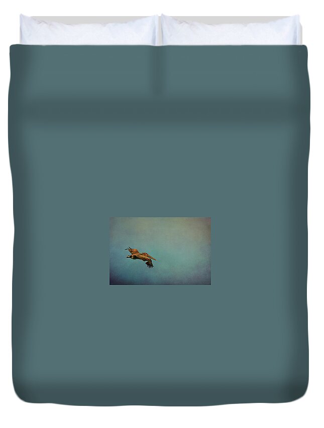 Pelican Duvet Cover featuring the photograph Soaring Pelican in Late Afternoon Light by Carla Parris