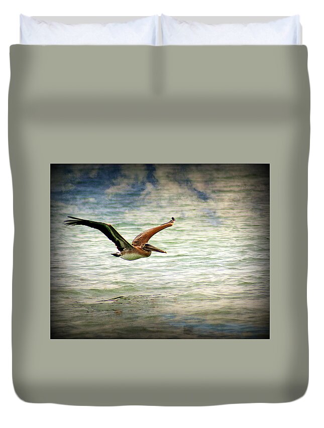 Pelican Duvet Cover featuring the photograph Soar by Marty Koch