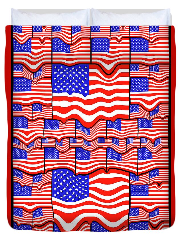 America Duvet Cover featuring the digital art Soft American Flags by Mike McGlothlen