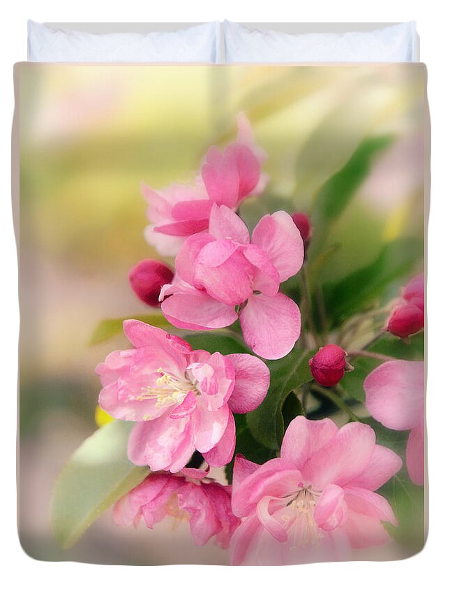 Apple Blossom Duvet Cover featuring the photograph Soft Apple Blossom by Jessica Jenney