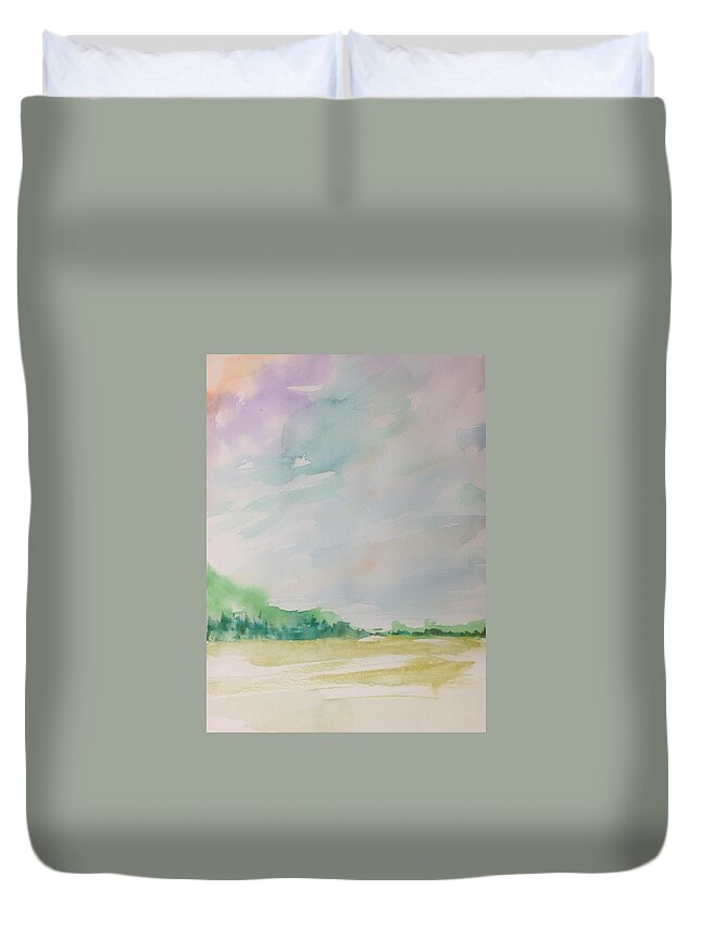 Watercolour Landscape Painting Duvet Cover featuring the painting Soft Summer Wash No.2 by Desmond Raymond
