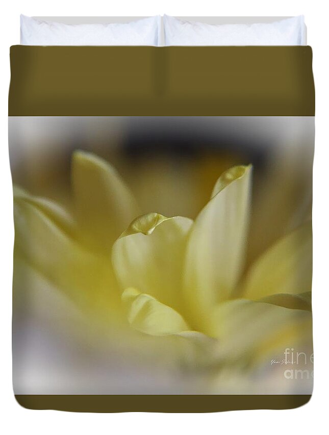 Flowers Duvet Cover featuring the photograph Soft Yellow by Yumi Johnson