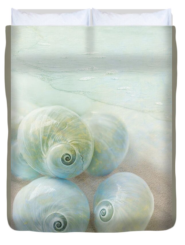 Seashells Duvet Cover featuring the photograph Softly Summer by Robin-Lee Vieira