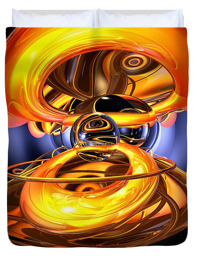 3d Duvet Cover featuring the digital art Solar Flare Abstract by Alexander Butler