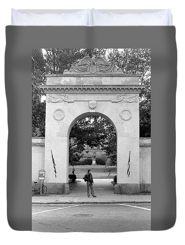 Brown University Duvet Cover featuring the photograph Soldiers Memorial Gate, Brown University, 1972 by Jeremy Butler