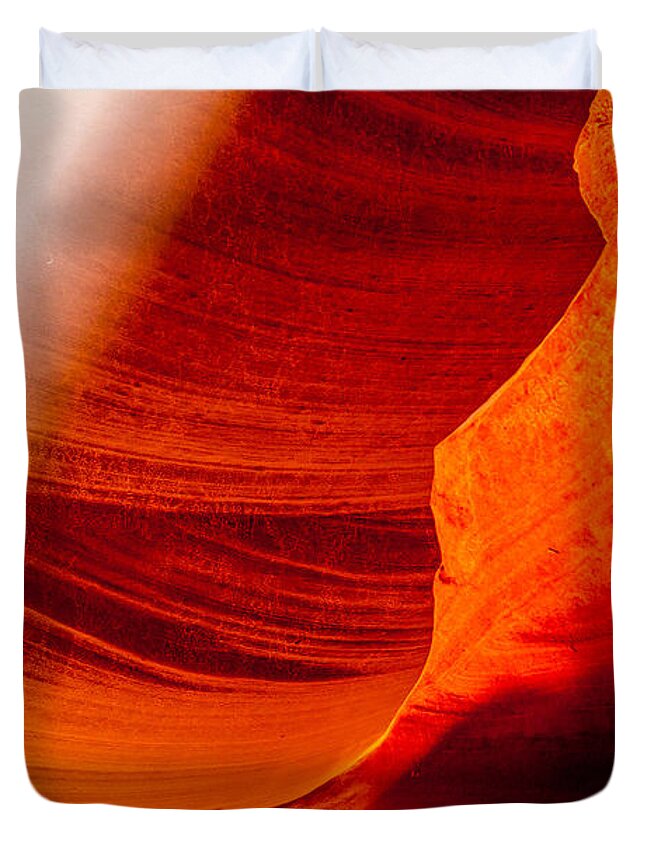 Antelope Canyon Duvet Cover featuring the photograph Solitary Beam by Az Jackson
