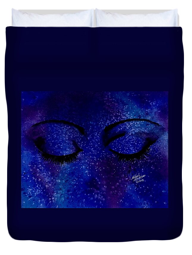 Cosmic Duvet Cover featuring the painting Solitude by Michal Madison