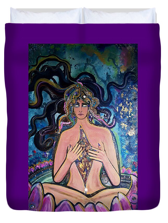 Oracle Duvet Cover featuring the painting Something Mystical by Tracy Mcdurmon