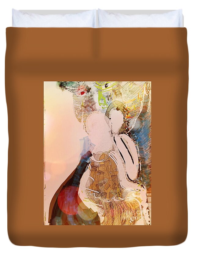Smartphone Drawing Duvet Cover featuring the digital art Sometimes when the sailor misses his loves by Subrata Bose