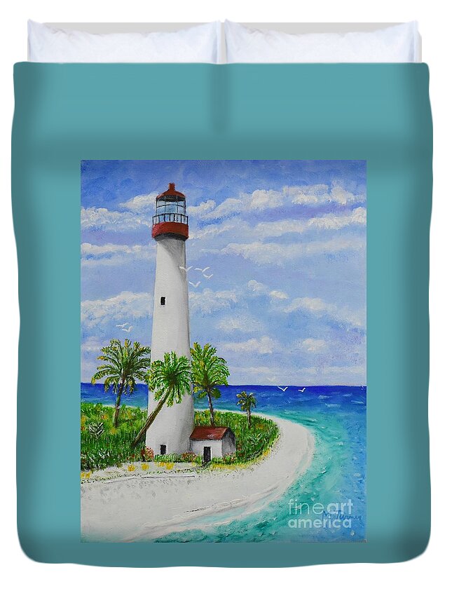 Light House Duvet Cover featuring the painting Somewhere beautiful by Melvin Turner