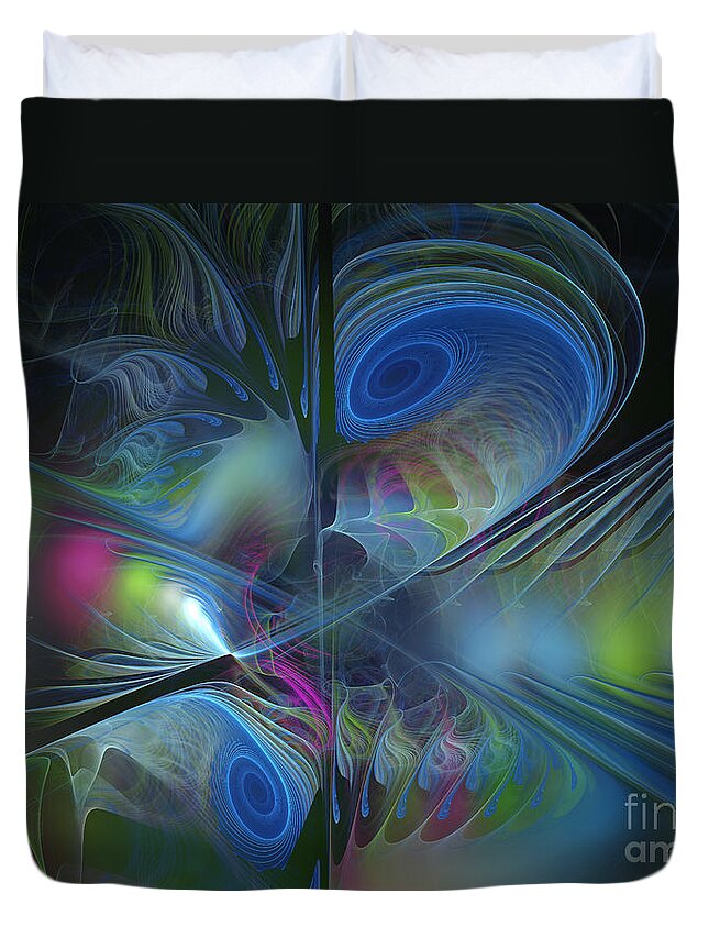Abstract Duvet Cover featuring the digital art Sound and Smoke by Karin Kuhlmann