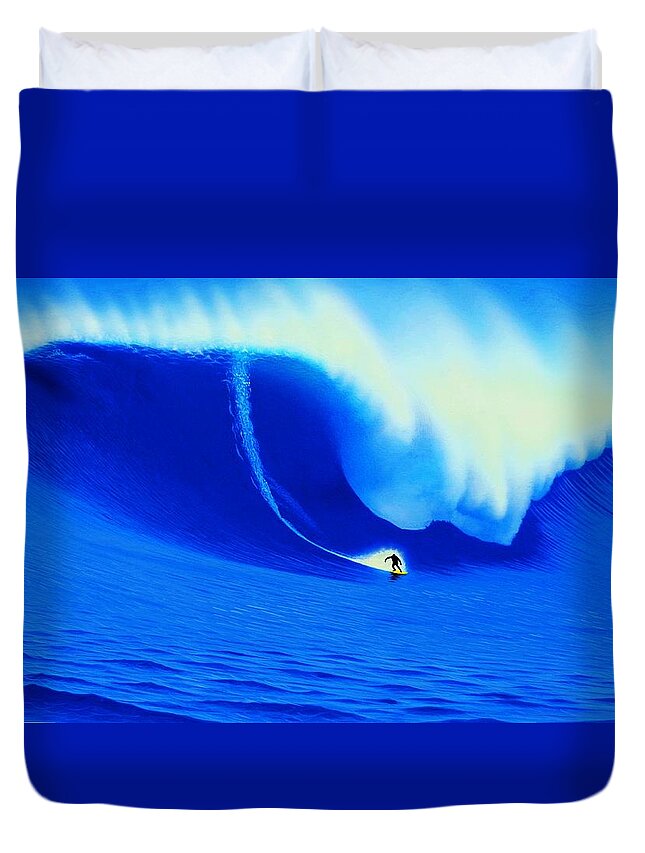 Surfing Duvet Cover featuring the painting Dungeons, South Africa 2006 by John Kaelin