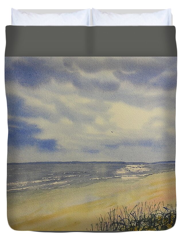 Glenn Marshall Artist Duvet Cover featuring the painting South Beach from the Dunes by Glenn Marshall