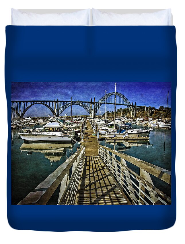 Hdr Duvet Cover featuring the photograph South Beach Marina Ramp by Thom Zehrfeld