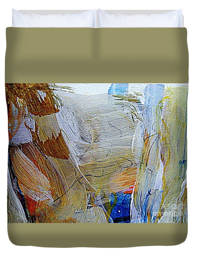 Abstract Gouache And Tempera Painting Duvet Cover featuring the painting North Dakota by Nancy Kane Chapman