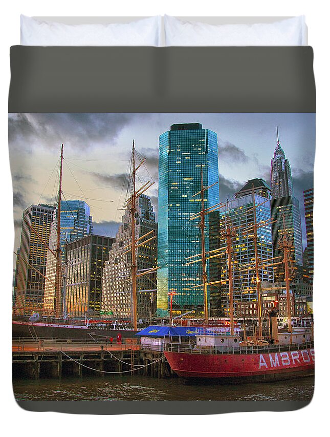 South Street Seaport Duvet Cover featuring the photograph South Street Seaport by Mitch Cat