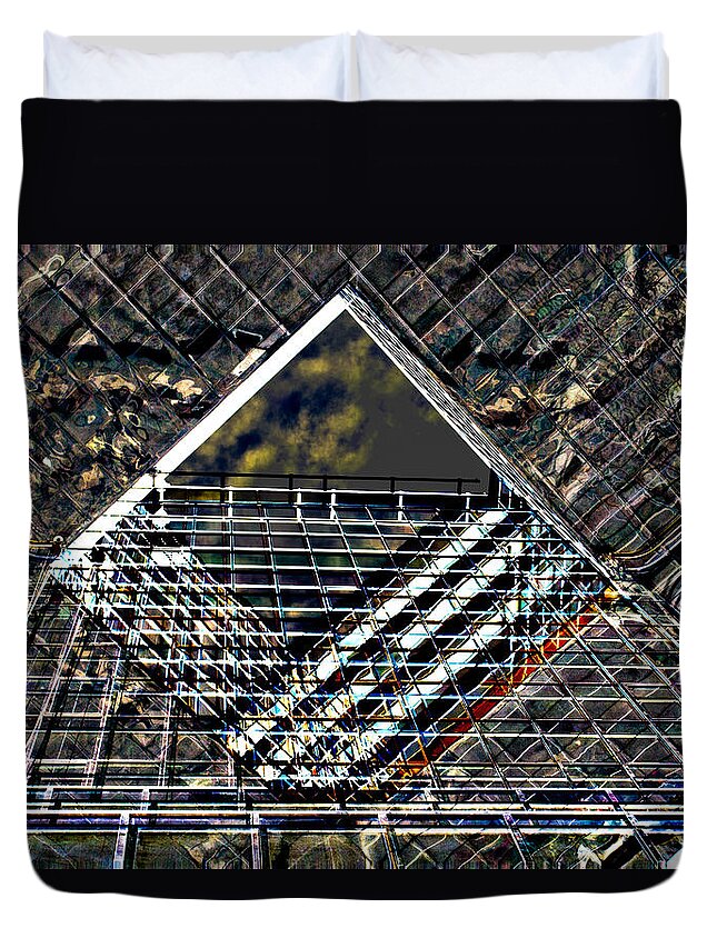 London Duvet Cover featuring the digital art Southbank London abstract by David Pyatt