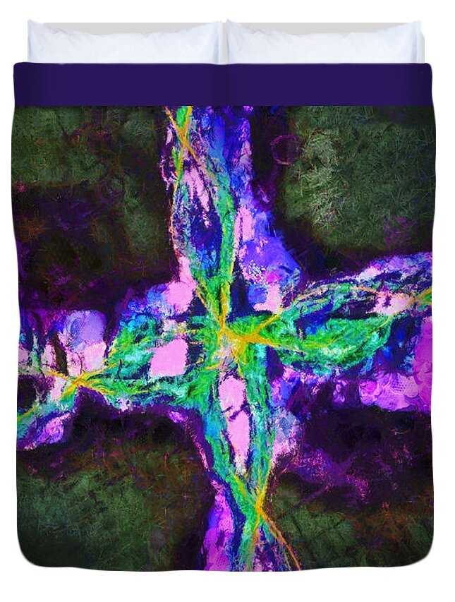 Abstract Duvet Cover featuring the digital art Abstract Visuals - Southern Cross by Charmaine Zoe