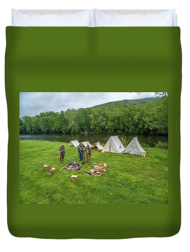Cannon Duvet Cover featuring the photograph Southern Soldier Camp by Star City SkyCams