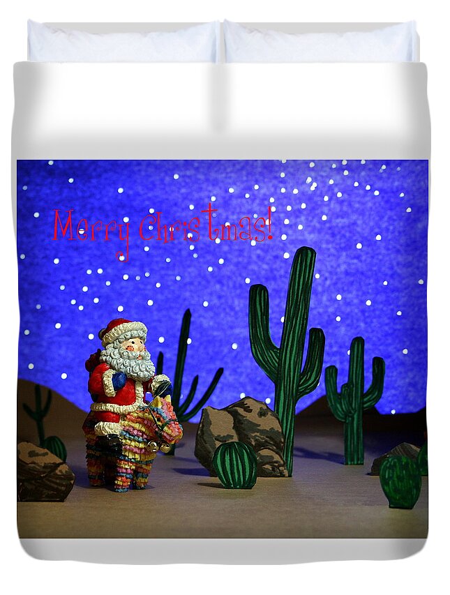 Diorama Duvet Cover featuring the painting Southwest Santa by Marna Edwards Flavell