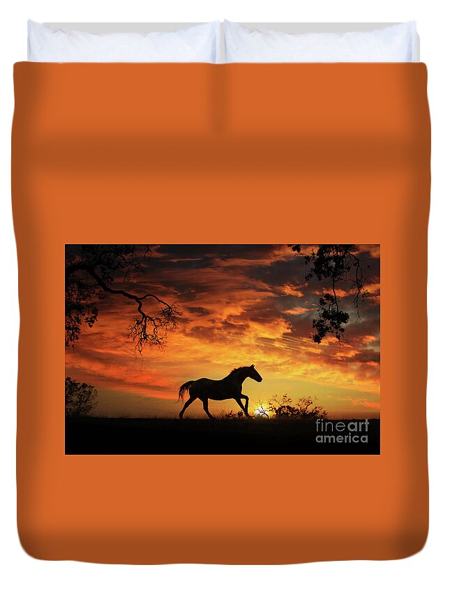 Horse Duvet Cover featuring the photograph Southwestern Sunset by Stephanie Laird