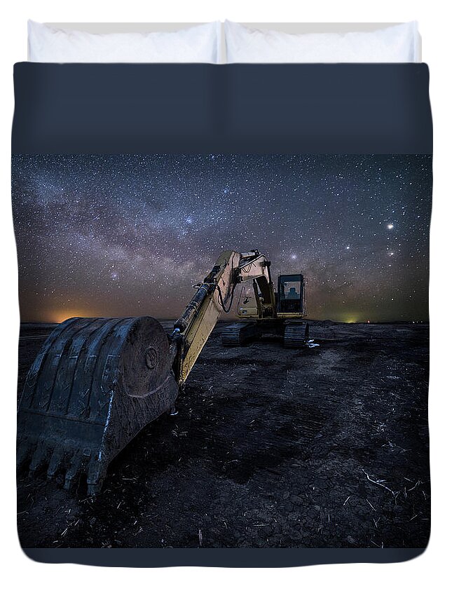 Sky Duvet Cover featuring the photograph Space Excavator by Aaron J Groen