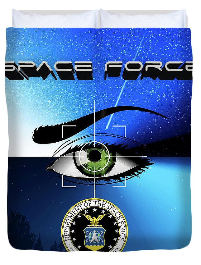Space Force Duvet Cover featuring the digital art Space Force by Chuck Staley