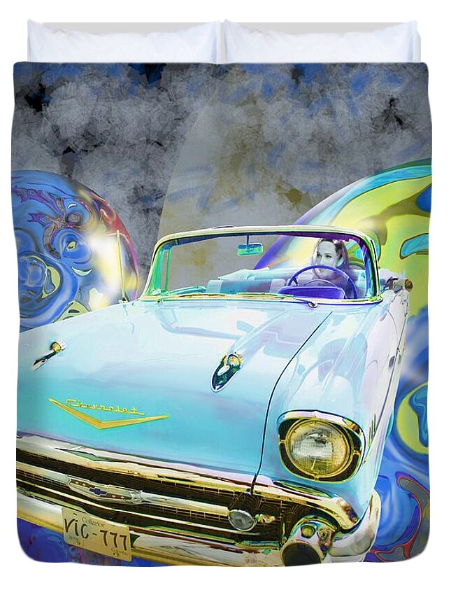 Victor Shelley Duvet Cover featuring the digital art Larkspur Blue by Victor Shelley