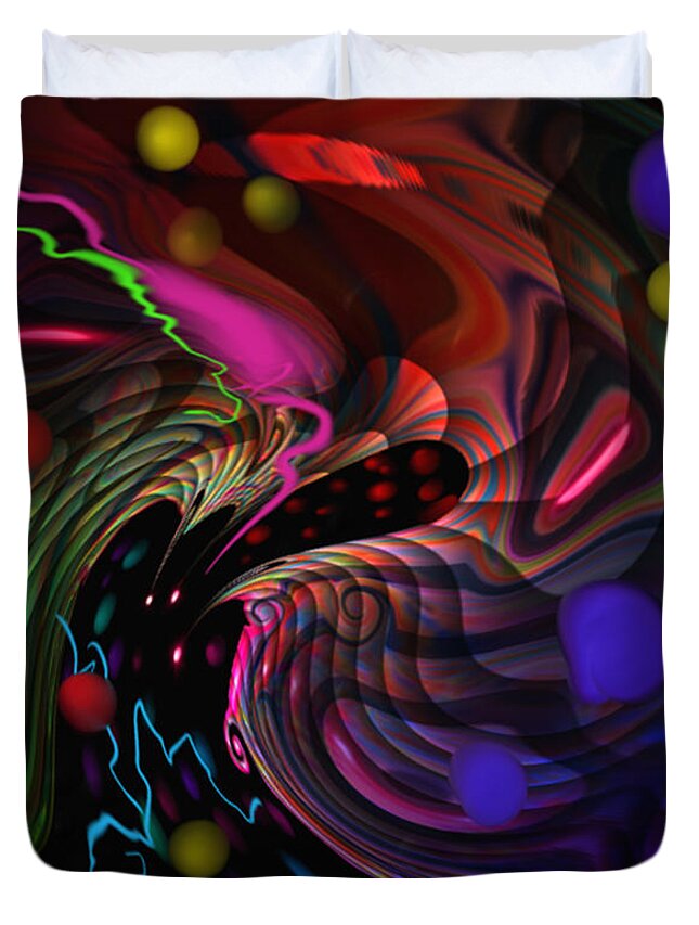 Outer Space Duvet Cover featuring the painting Space Rocks by Kevin Caudill