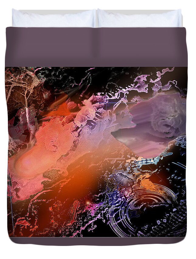 Nano Photography Duvet Cover featuring the mixed media Space Travel 1 by Janis Kirstein