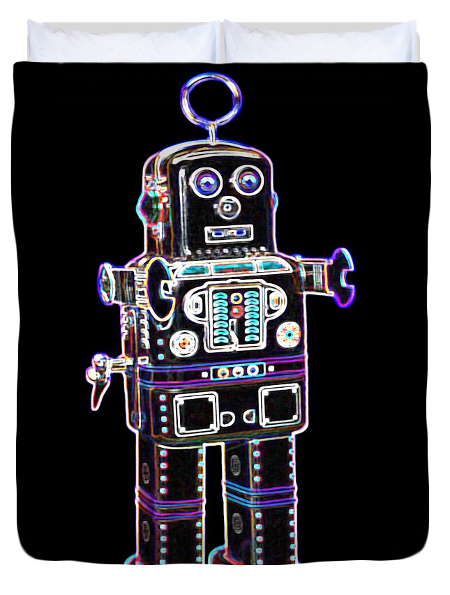 Robot Duvet Cover featuring the digital art Spaceman Robot by DB Artist