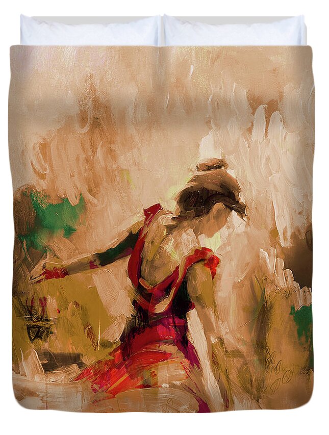 Dance Duvet Cover featuring the painting Spanish Dance Culture by Gull G